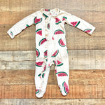 Spearmint Love Beige Watermelon Ruffle Zip Up Footie Outfit- Size 0-3M