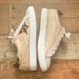 Let's See Style Tan/Animal Print Sneakers- Size 7