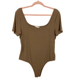 Amaryllis Brown Ribbed Bodysuit- Size XL