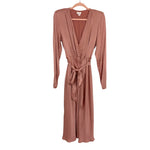 Ghost London Button Up Belted Shoulder Padded Satin Midi Dress- Size L (see notes)