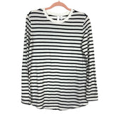 BP White/Black Striped Crew Neck Top with White Collar- Size S