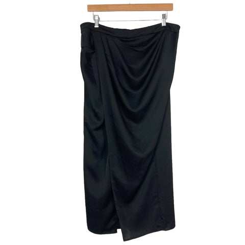 Eloquii Black Satin Faux Wrap Skirt NWT- Size 14 (sold out online)