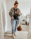 Amaryllis Oatmeal/Black Animal Print Friday Frenzy Cardigan- Size XL/1X (sold out online)