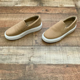 J/Slides NYC Sand Delia Perforated Leather Slip-On Sneaker- Size 7
