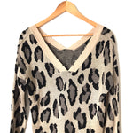 FATE Animal Print Distressed V Neck Sweater- Size XS