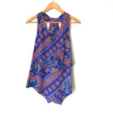 Laundry Blue Racerback Front Tiered Asymetrical Hem Blouse- Size XS