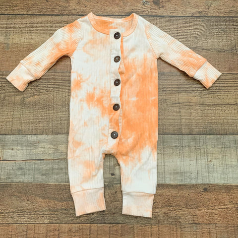 No Brand Orange Tie-Dye Button Up Jumpsuit- Size ~0-3M (see notes)