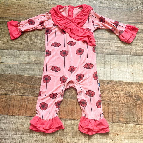 Kickee Pants Floral Ruffle Jumpsuit- Size 6-12M