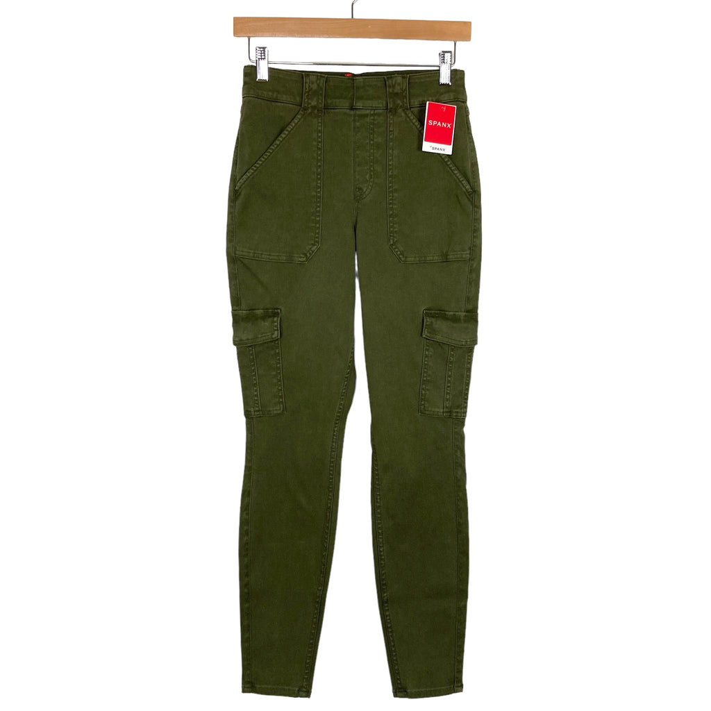 SPANX Olive Stretch Twill Ankle Cargo Pants NWT- Size M (Inseam 28