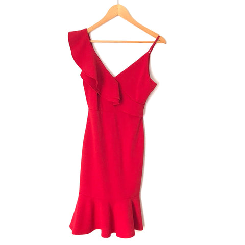 Aqua Brand Red Ruffled Hem Dress- Size XS