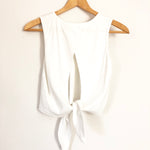 Vestique White Crop Top with Open Tie Back- Size S