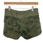 Lululemon Green Camo Print Speed Shorts- Size 4