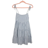 Abercrombie & Fitch Blue and White Striped Smocked Back Tie Strap Dress- Size M