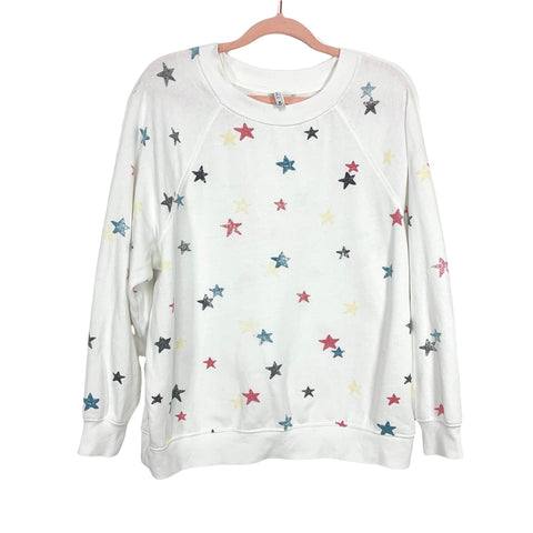 Z Supply Off White/Multicolor Star Crewneck Sweatshirt- Size M