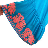 Lilly Pulitzer Turquoise and Neon Coral Embroidered Dress- Size L