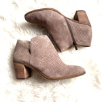 Lucky Taupe Suede Side Cut Out Booties- Size 9 (Great condition!)