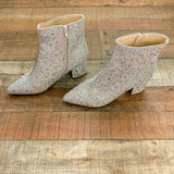 Betsey Johnson Silver Rhinestone Booties- Size 7.5 (See Notes)
