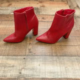 Bamboo Red Faux Leather Booties- Size 7