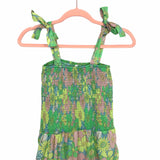 Shein Green Floral Smocked Bodice Tie Strap Dress- Size S