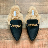 Kellparker Black Faux Fur Mules- Size 7.5 (LIKE NEW)