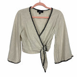 Lulus Beige Allamanda Cropped Wrap Top- Size S
