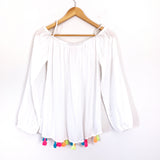 Lilly Pulitzer White Off the Shoulder Tassel Blouse- Size M