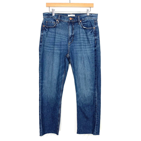 LOFT High Waist Straight Raw Hem Crop Jeans- Size 29/8  (Inseam 25")