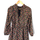 LOFT Black Metallic Floral Back Tie Belted Dress- Size XSP