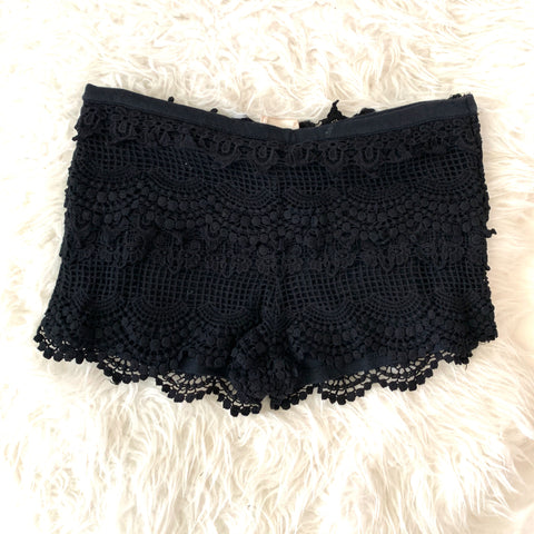 Pins and Needles Black Crochet Shorts with Side Zipper- Size 0