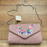 Tiana Beaded Wing Envelope Clutch NWT