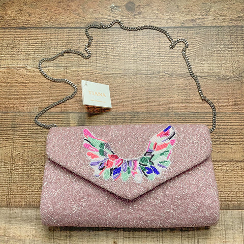 Tiana Beaded Wing Envelope Clutch NWT