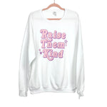 Jerzees White "Raise Them Kind" Monogramed Crew Neck Sweatshirt- Size L