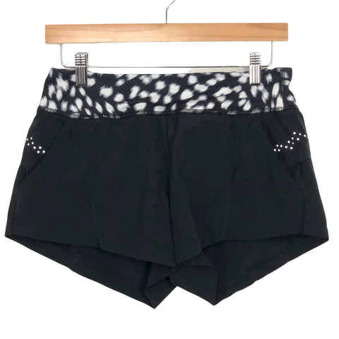 Zella Black White Reflective Lined with Pockets Running Shorts- Size S