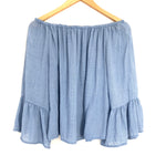 Karlie Off the Shoulder Blue Ruffle Sleeve Blouse- Size S