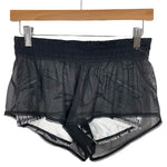 Lululemon Black/White Printed Shorts with Black Mesh Overlay- Size ~4 (see notes)