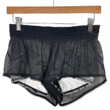 Lululemon Black/White Printed Shorts with Black Mesh Overlay- Size ~4 (see notes)