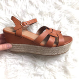 Bamboo Brown Espadrilles Wedge Platform Heels- Size 7.5
