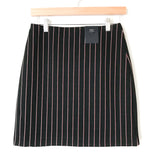 M&S Black Striped Skirt with Elastic Waist NWT- Size 4