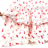 Love Shack Fancy For Target White/Pink/Orange Floral Print Smocked Bodice Ruffle Bottom Dress- Size L