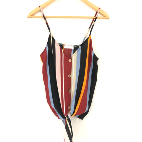 Vestique Striped Front Tie Crop Top- Size S