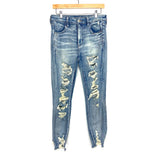 American Eagle Ne(x)t Level Stretch Light Wash Distressed Hi-Rise Jeggings- Size 12 Short  (Inseam 26”)