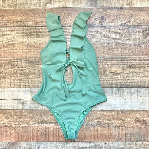 Beach Joy Green Ruffle Padded One Piece- Size M