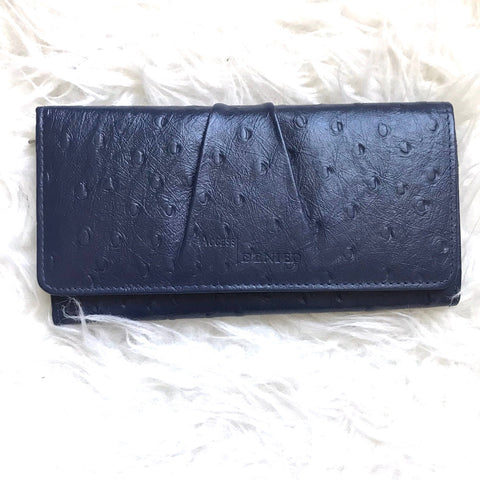 Access Denied Navy Genuine Leather Clutch Wallet