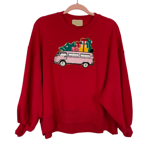 Judith March Red VW Van Christmas Sweatshirt- Size S