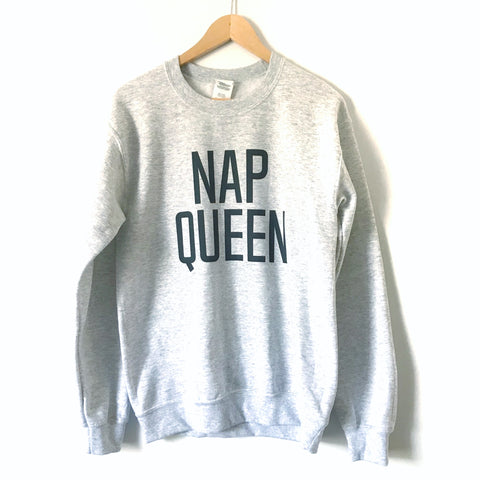 No Brand Grey “Nap Queen” Graphic Pullover Sweatshirt- Size S