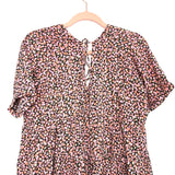 Petal + Pup Black Floral Printed V-Neck Front/Low V-Neck Tie Back Dress- Size S/M
