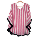 Mudpie Pink and White Striped Blue Tassel Trim Cover Up- One Size (sold out online)