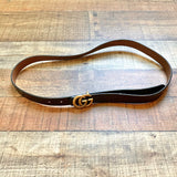 No Brand Brown Leather Logo Belt- Size ~M (see notes)