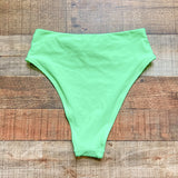 Aerie Neon Green Front Tie with Cut Out Bikini Bottoms NWT- Size S