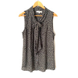 LOFT Animal Print Tie Collar Blouse- Size L